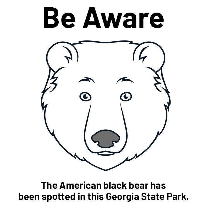 Be aware of black bears in the park